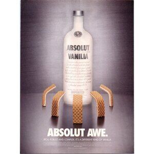 2003 Absolut Vodka Vanilla Wafers Cookies Vintage Print Ad Bar Man Cave Wall Art